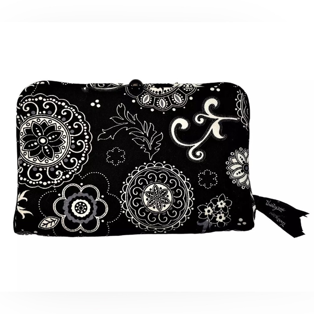Vera Bradley Thirty One Black White Onyx Medalian 5.5x9" Makeup Organizer